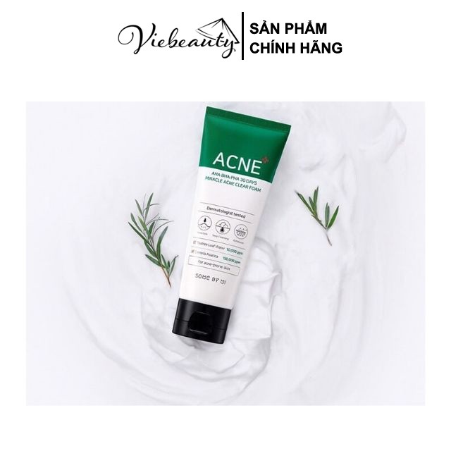 Sữa Rửa Mặt Giảm Mụn Trắng Da Trà Xanh Some By Mi AHA-BHA-PHA 30 Days Miracle ACNE Clear Foam 100ml - Khongcoson | BigBuy360 - bigbuy360.vn