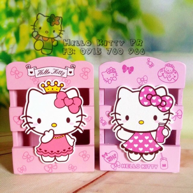 Hộp gỗ cắm bút Hello Kitty