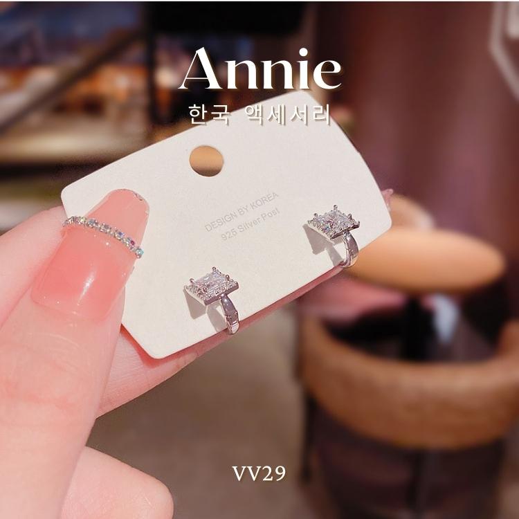 Bông tai nữ đính đá vuông thép y tế không gỉ cao cấp cá tính ANNIE VV29