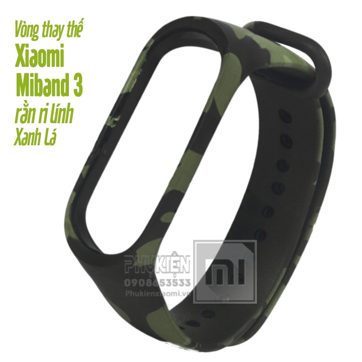 Vòng thay thế Xiaomi Miband 3 / 4 màu lính rằn ri - Xanh Lá