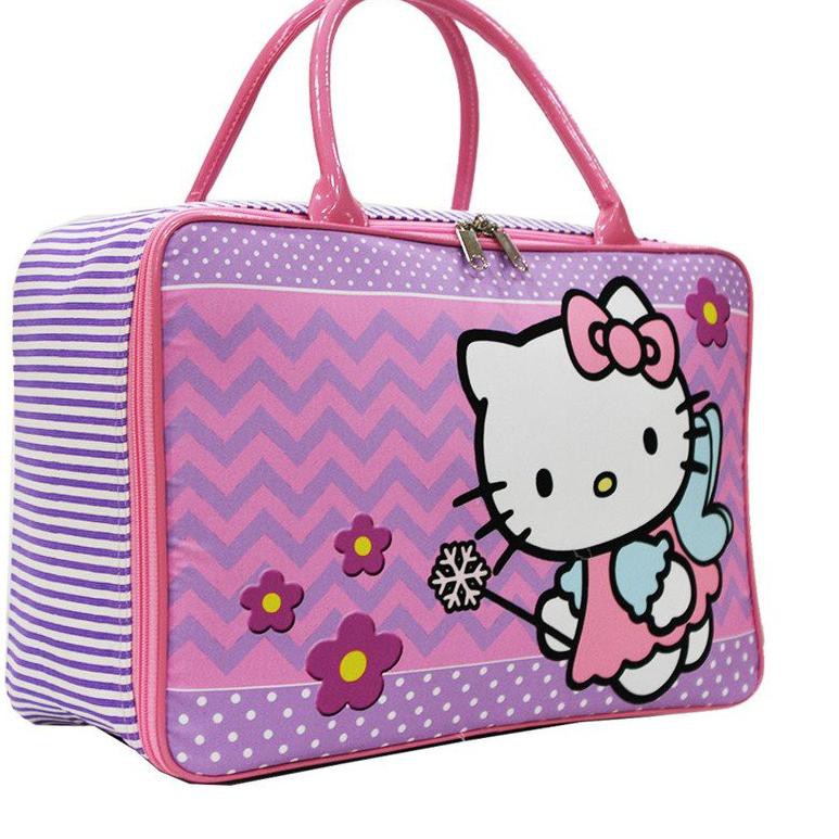 Set 2 Túi Xách Du Lịch Vải Canvas Họa Tiết Hello Kitty Dễ Thương Cho Bé L2