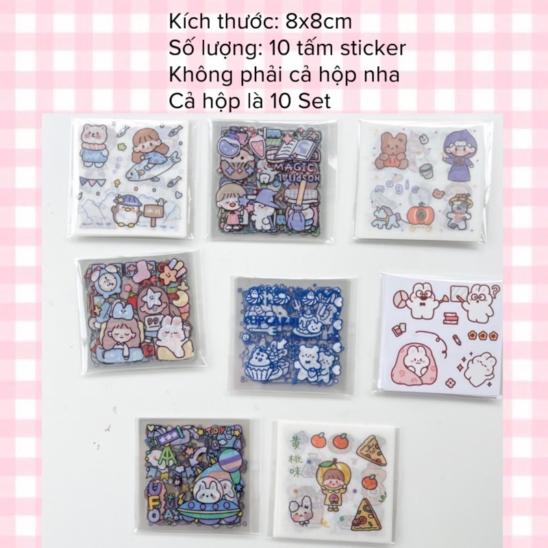 Set chiết 10 tấm sticker xinh xắn,1 Set ngẫu nhiên đủ màu