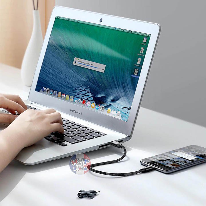 Cáp sạc ngắn Type C 23cm và đầu chuyển Type C to Micro USB Baseus 2in1