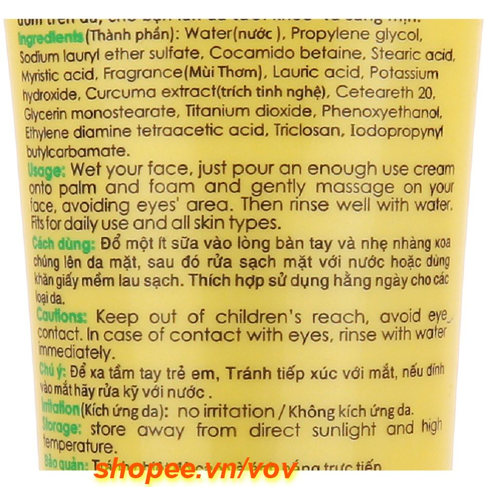 Sữa rửa mặt nghệ E100 100g 100% chính hãng