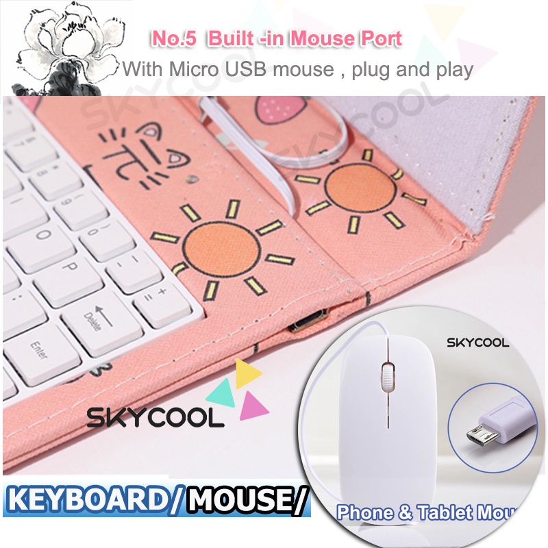 Ốp Điện Thoại Di Động Bàn Phím + Chuột Máy Tính Có Dây Type-C Micro-Usb Có Giá Đỡ Bảo Vệ Cho Học Sinh / Văn Phòng Unive