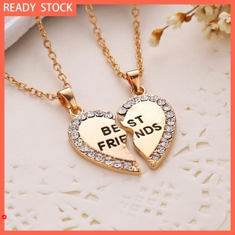 Set 2 Vòng cổ mặt hình trái tim đính đá cho cặp đôi