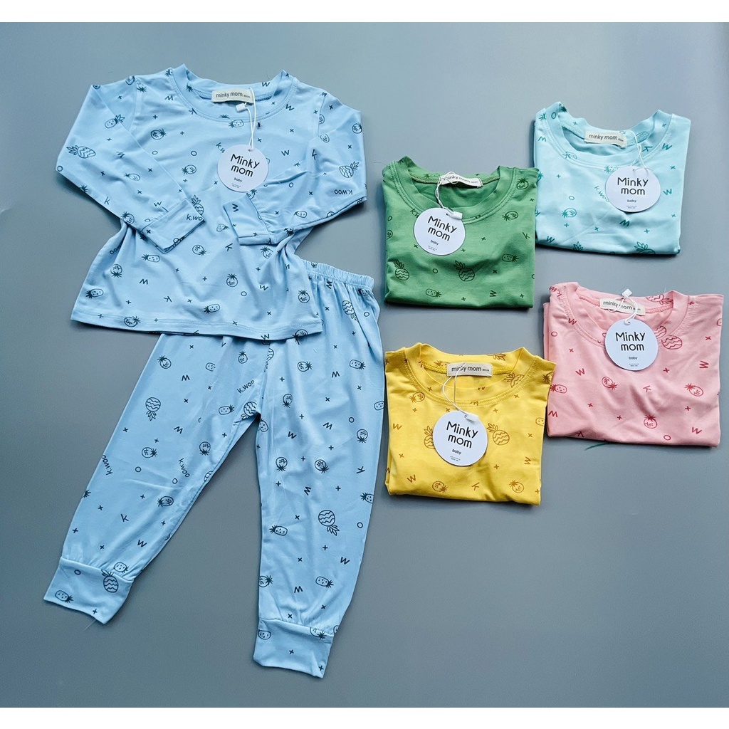 Bộ Dài Tay Thun Lạnh  MINKY MOM quần áo Bé Trai , Bé Gái , Thời Trang Trẻ Em Quần Áo Thun Cho Bé 5 màu 6-18kg