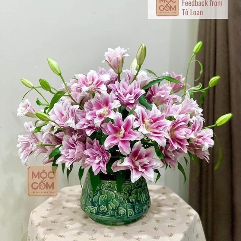 Bình hoa vân mây men ngọc lưu ly Bát Tràng