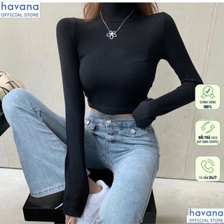 Áo croptop dài tay cổ lọ và Áo thun nữ Havana