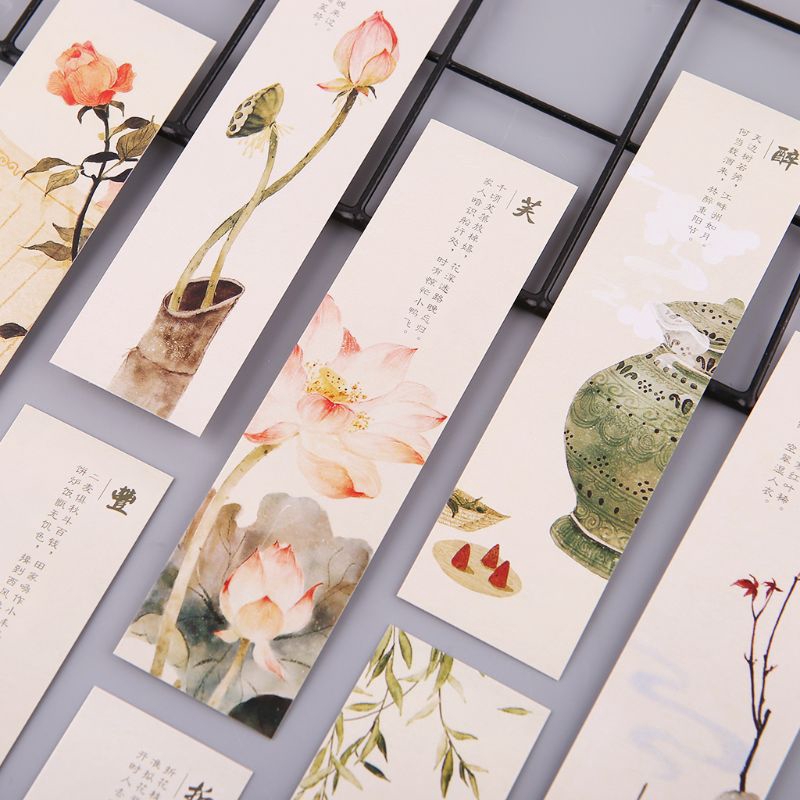 Set 30 Thẻ Đánh Dấu Sách Phong Cách Retro