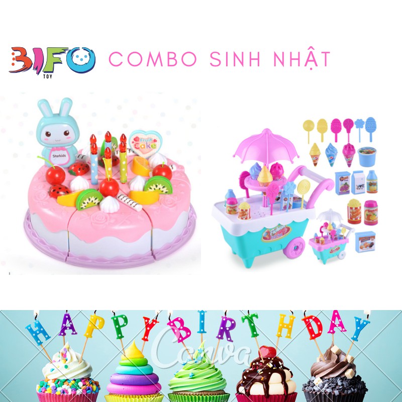 [Mã LIFETOYS1 giảm 30K đơn 99K] Combo đầu bếp tí hon đồ chơi nấu ăn xe đẩy siêu thị bánh kem cho bé thỏa sức vui chơi