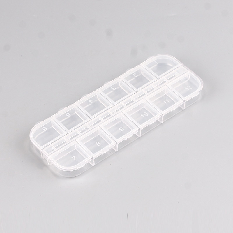 Khay đựng đá nail , hộp đựng đá nail 12 ô nắp bật