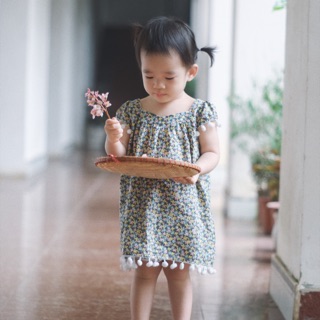 Váy đầm bé gái thô lụa 70-80-90