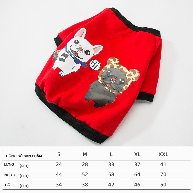 Áo tết cho chó mùa đông HELLO DOG 100% cotton siêu cute nhiều màu sắc