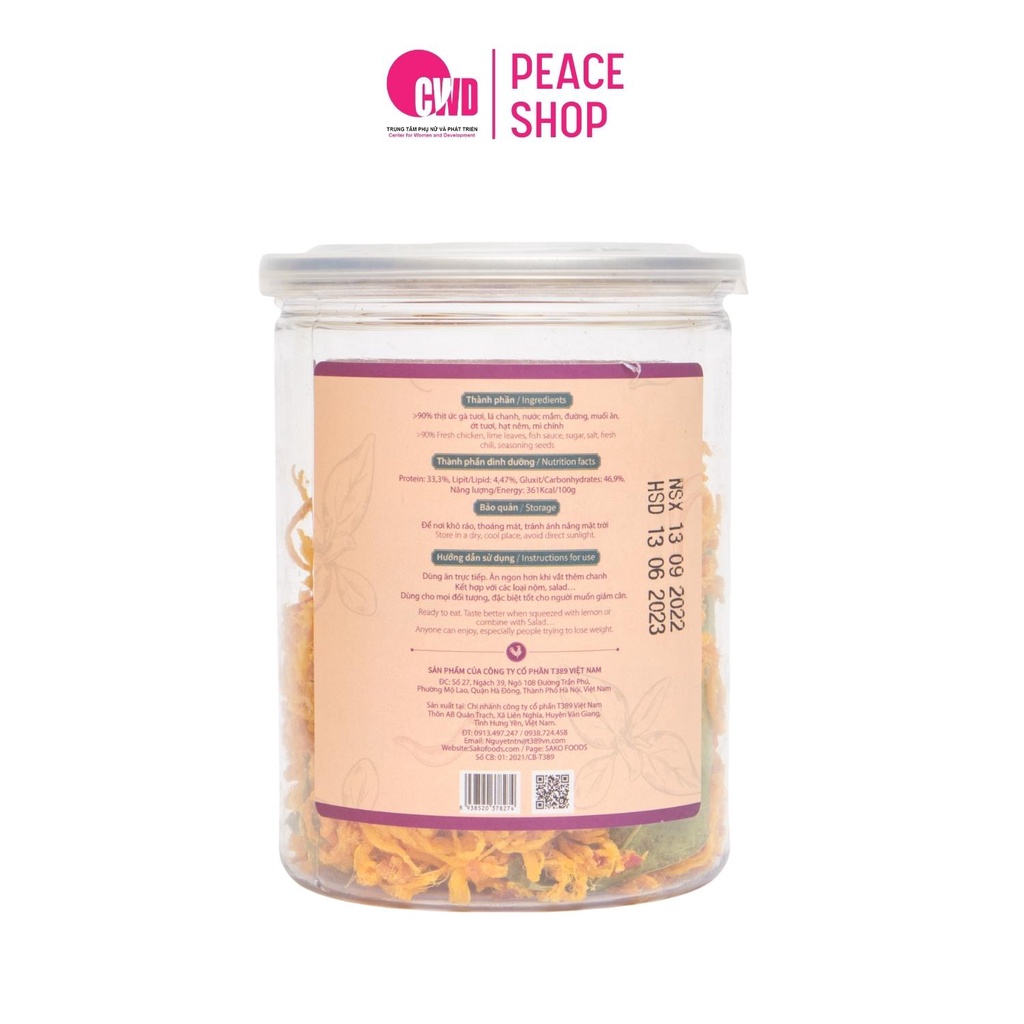 Khô gà lá chanh Sako Food ăn vặt đặc sản việt phân phối bởi Peace Shop