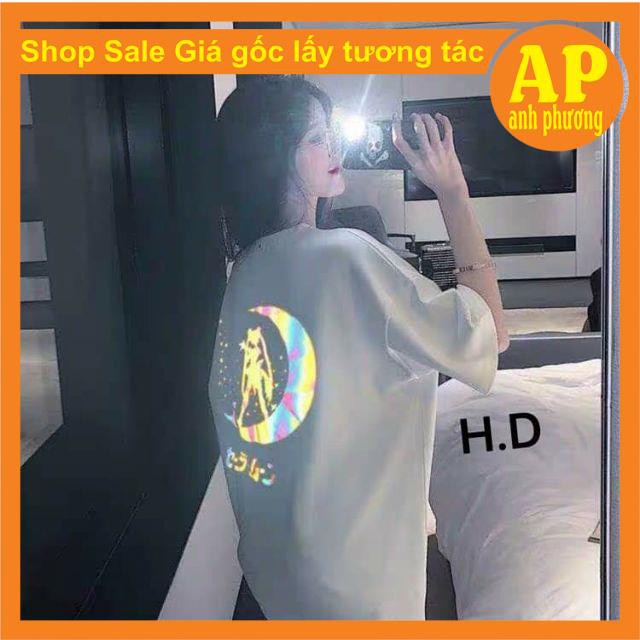 Áo phông phản quang mặt trăng thun nam nữ unisex over size from thụng tay lỡnhóm độc lạ🦋 Free ship🦋