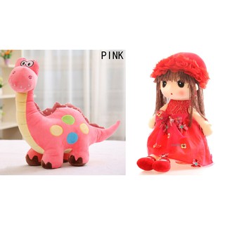 Combo búp bê váy hoa cao 60 và khủng long chấm bi