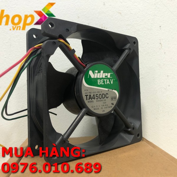 Quạt hút, quạt tản nhiệt máy tính  DC 12CM NIDEC TA450DC B34262-34 120x120x38mm 12V 0.8A