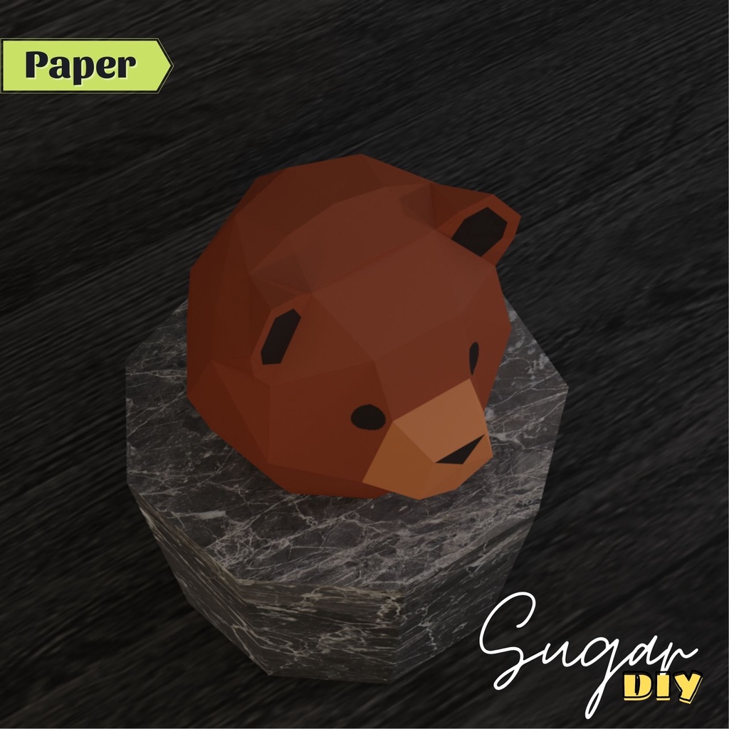Mặt nạ gấu nâu - Mô hình giấy DIY có màu