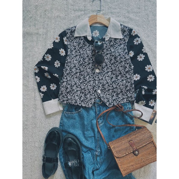 Gilet vintage 2 mặt