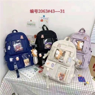 Balo ulzzang đi học vải dù phối trong