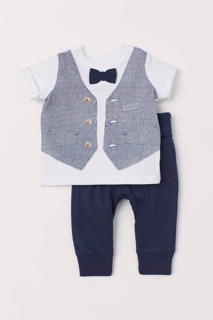 Set vest có nơ bé trai hm
