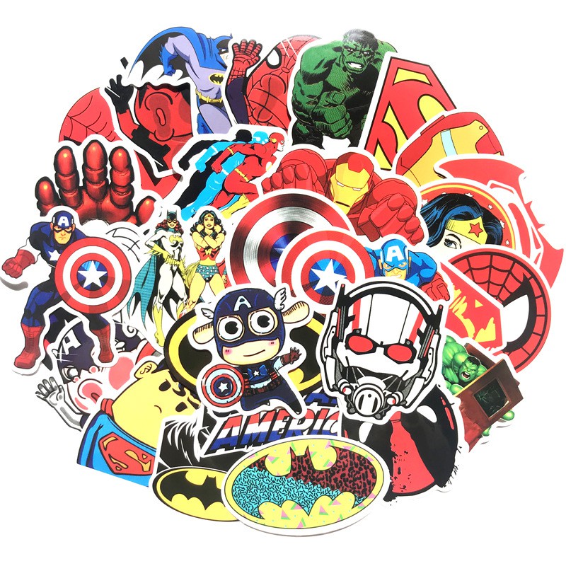 Set Sticker 50 Miếng Cute Avengers Dán Mũ Bảo Hiểm, Laptop, Điện Thoại Chống Nước