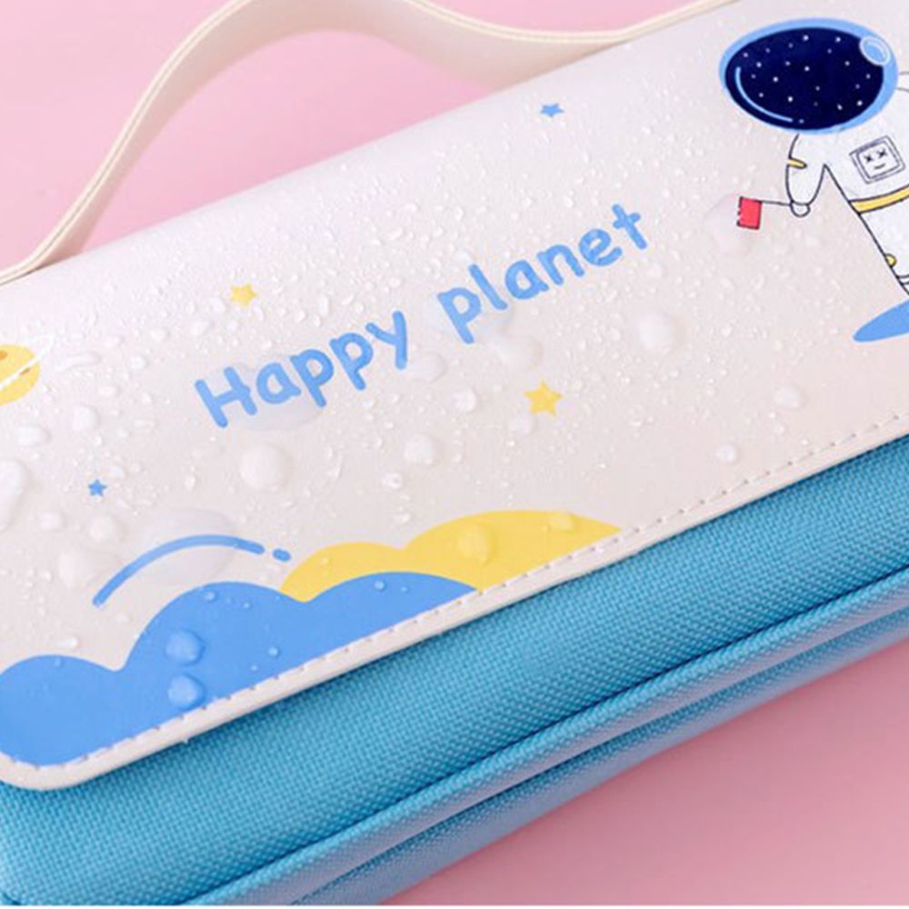 Túi đựng bút bằng vải canvas hai lớp chống thấm nước sức chứa lớn họa tiết phi hành gia dễ thương tùy chọn màu sắc