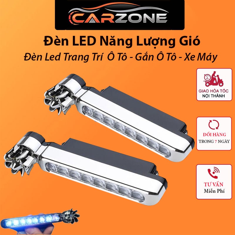 Đèn Led Năng Lượng Gió Trang Trí Xe Ô Tô - Gắn Ở Đầu Ô Tô , Xe Máy -  Bộ 2 Đèn