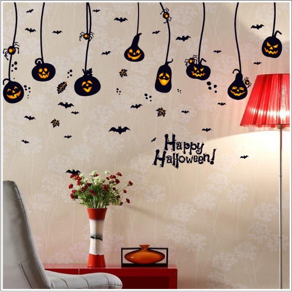 Decal Halloween trang trí lễ hội Halloween mã Dây bí ngô