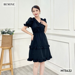 Đầm cổ V phối bèo BEMINE MT5432DEN
