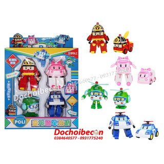 Poli - Policar - Bộ 4 xe biến hình Robocar Poli 83168-4: Loại 1: Nhựa đẹp