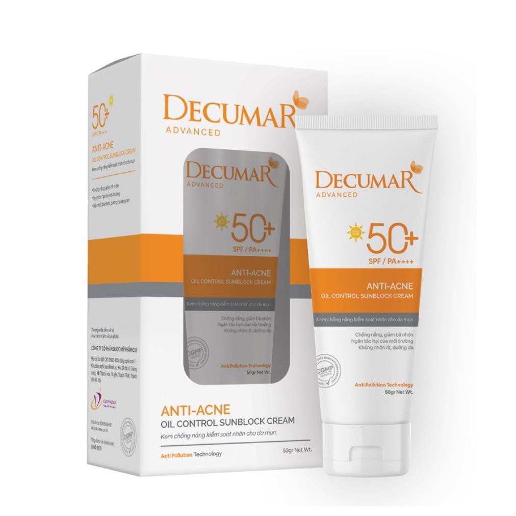 [NEW] Combo sạch mụn DECUMAR ADVANCED [Gel rửa mặt kiềm nhờn, gel ngừa mụn, kem chống nắng] (Decuma, dercuma, dercumar)