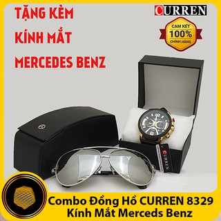 [MUA 1 ĐƯỢC 2] Đồng Hồ Nam Dây Da CURREN M8329 Tặng Kính Mắt Thời Trang Mercedes-Benz A19