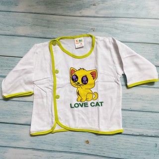 Áo sơ sinh bosini nút chéo tay dài bác sĩ thun 100% cotton cực xịn