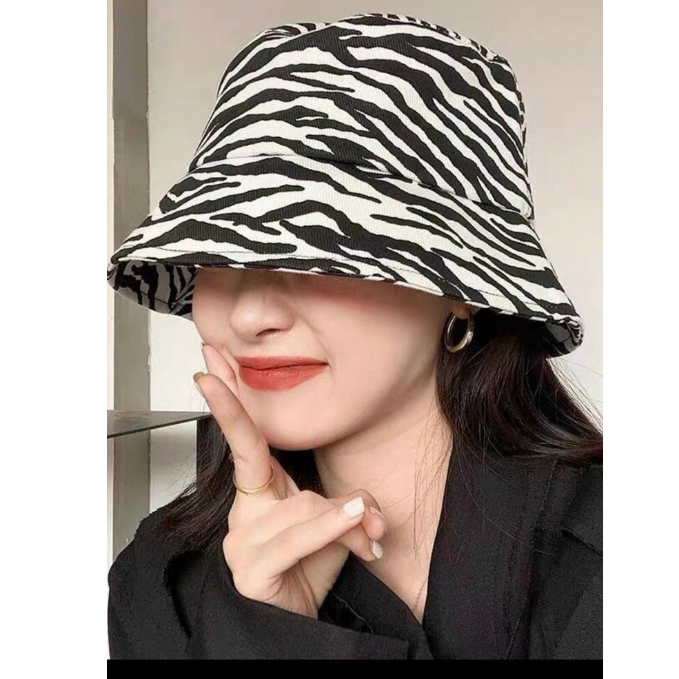 (MẪU HOT) Mũ bucket Nam Nữ, Mũ bucket nam nữ họa tiết trắng đen ngựa vằn