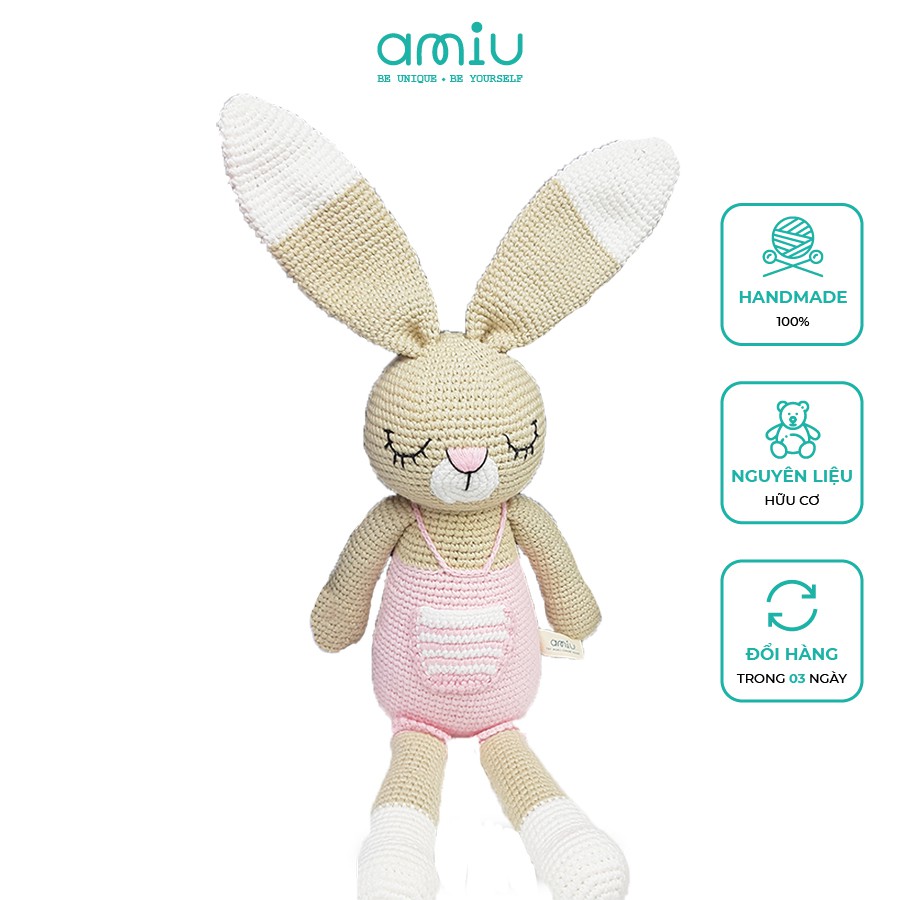 Gấu bông móc len Amigurumi cao cấp Amiu Việt Nam - Thỏ Bunny ngủ handmade - SP000107