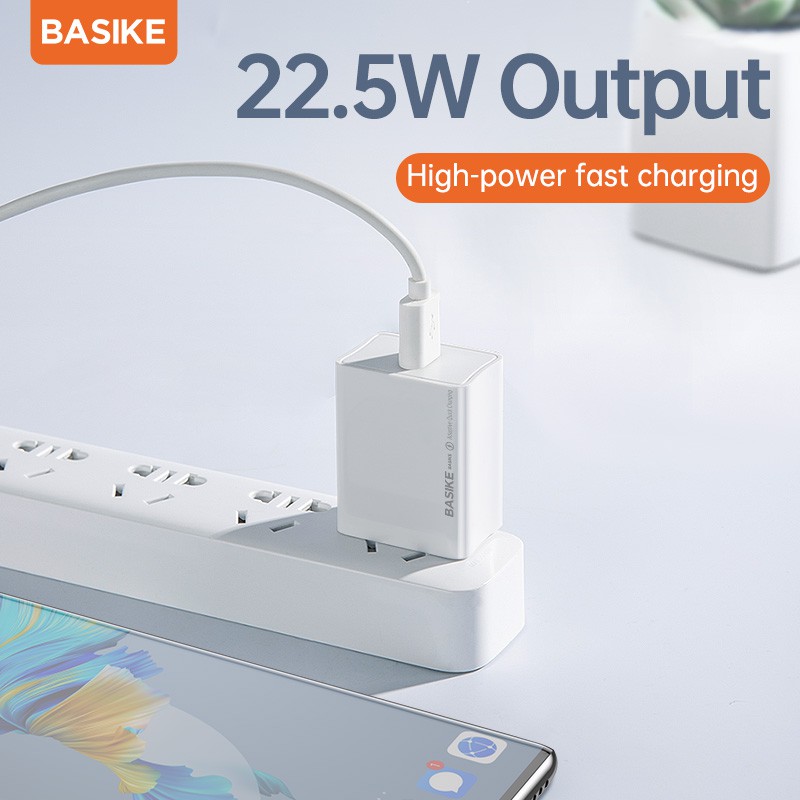 Củ Sạc Nhanh BASIKE AS56 Mini 22.5W QC3.0 Cho iPhone HUAWEI Samsung