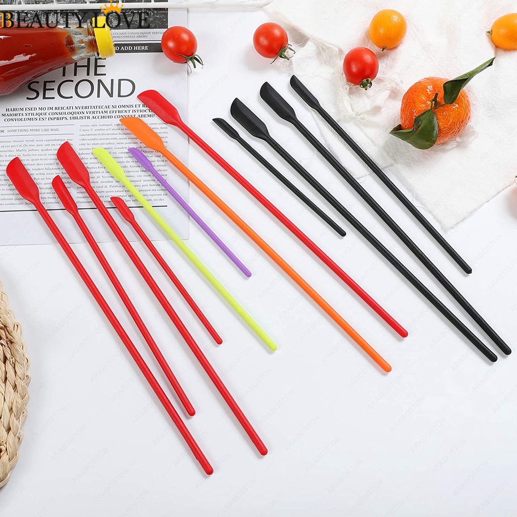 Bộ 4 Dụng Cụ Làm Sạch Lọ / Muỗng / Dao Bằng Silicone Tay Cầm Dài Chống Dính Đa Năng