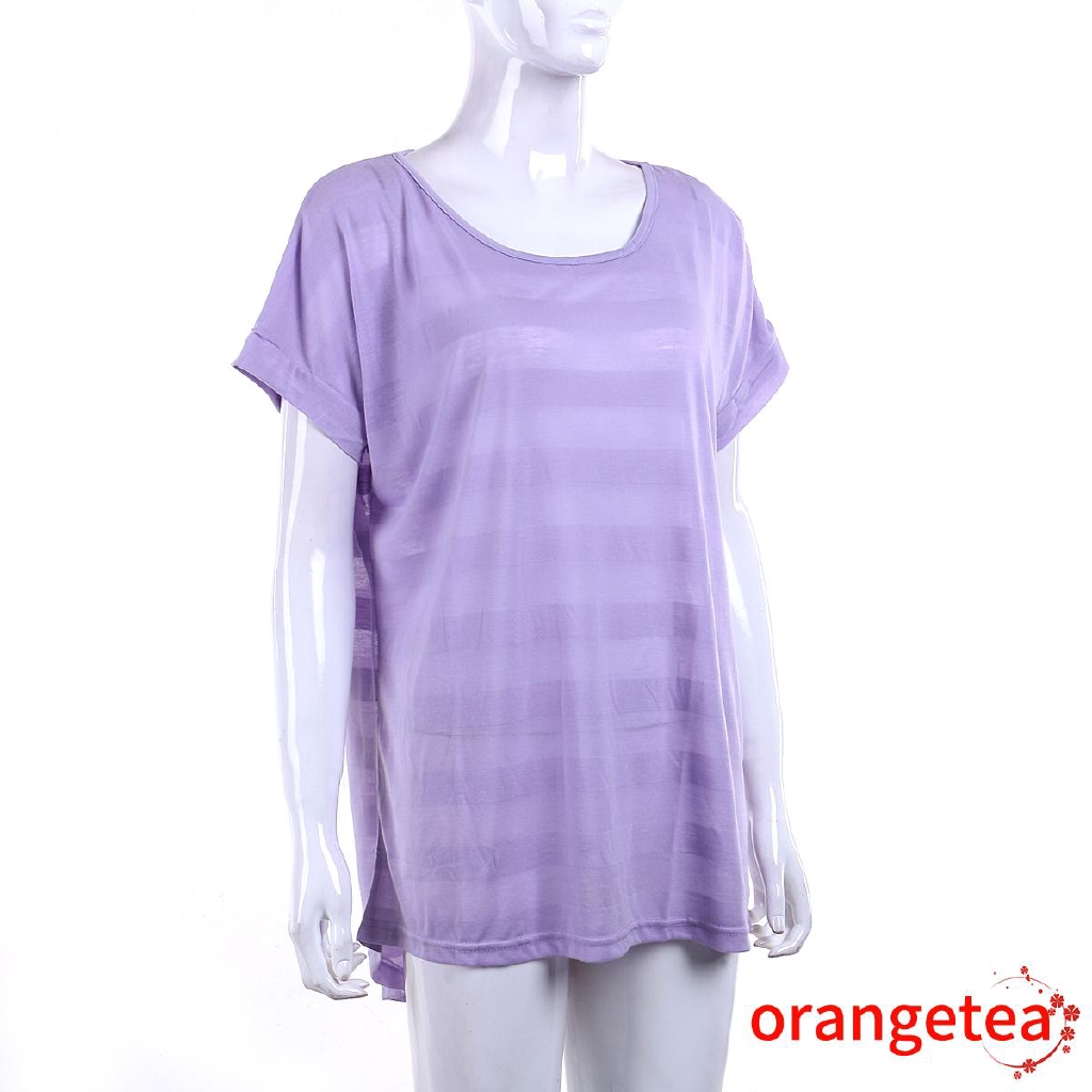 Áo Thun Tay Ngắn Dáng Rộng Màu Tím Plus Size