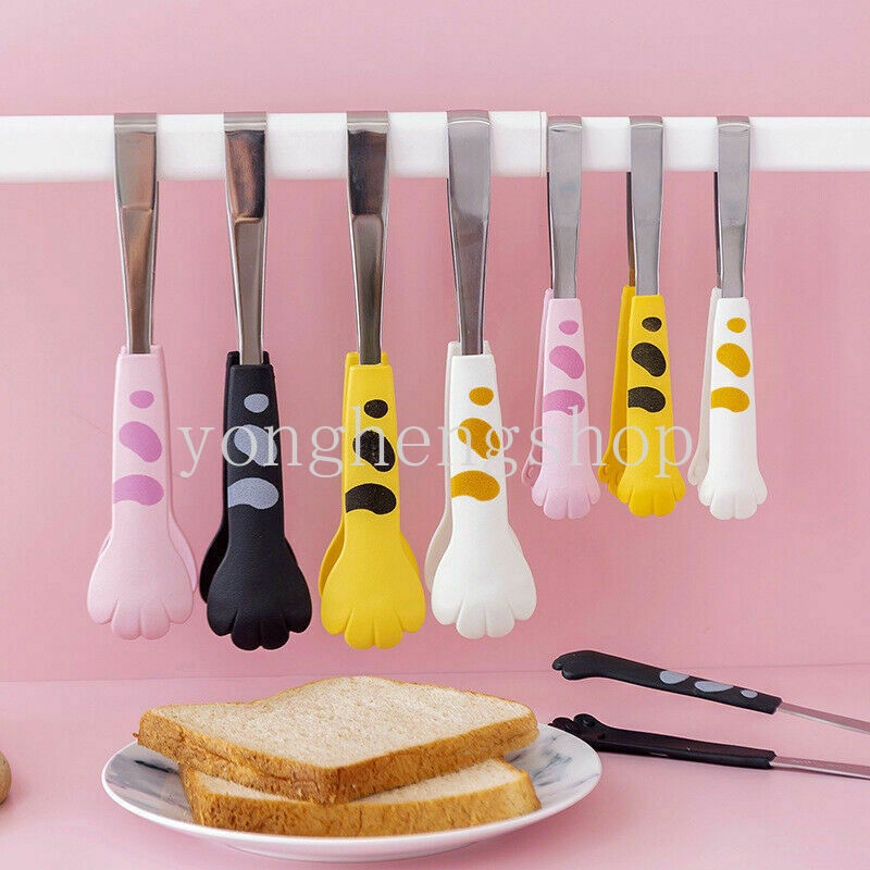 Kẹp Gắp Thức Ăn Bằng Thép Không Gỉ Hình Chân Mèo Dễ Thương