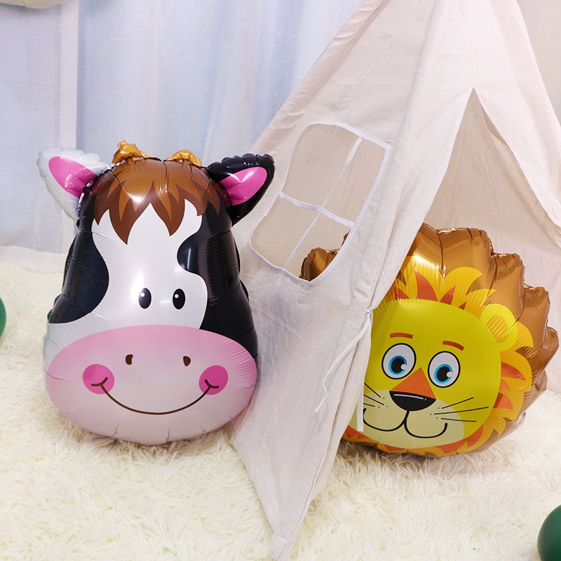 Bong Bóng Hình Động Vật/Sư Tử/Khỉ Hoạt Hình Trang Trí Tiệc Sinh Nhật Cho Bé
