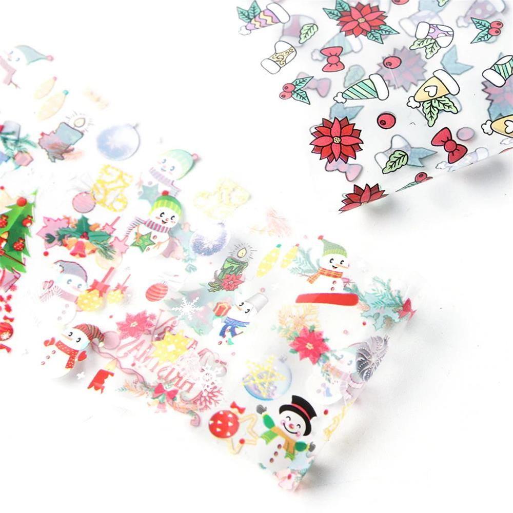 Set 10 Cuộn Giấy Foil 3D Họa Tiết Giáng Sinh Dùng Để Trang Trí Móng Nghệ Thuật DIY
