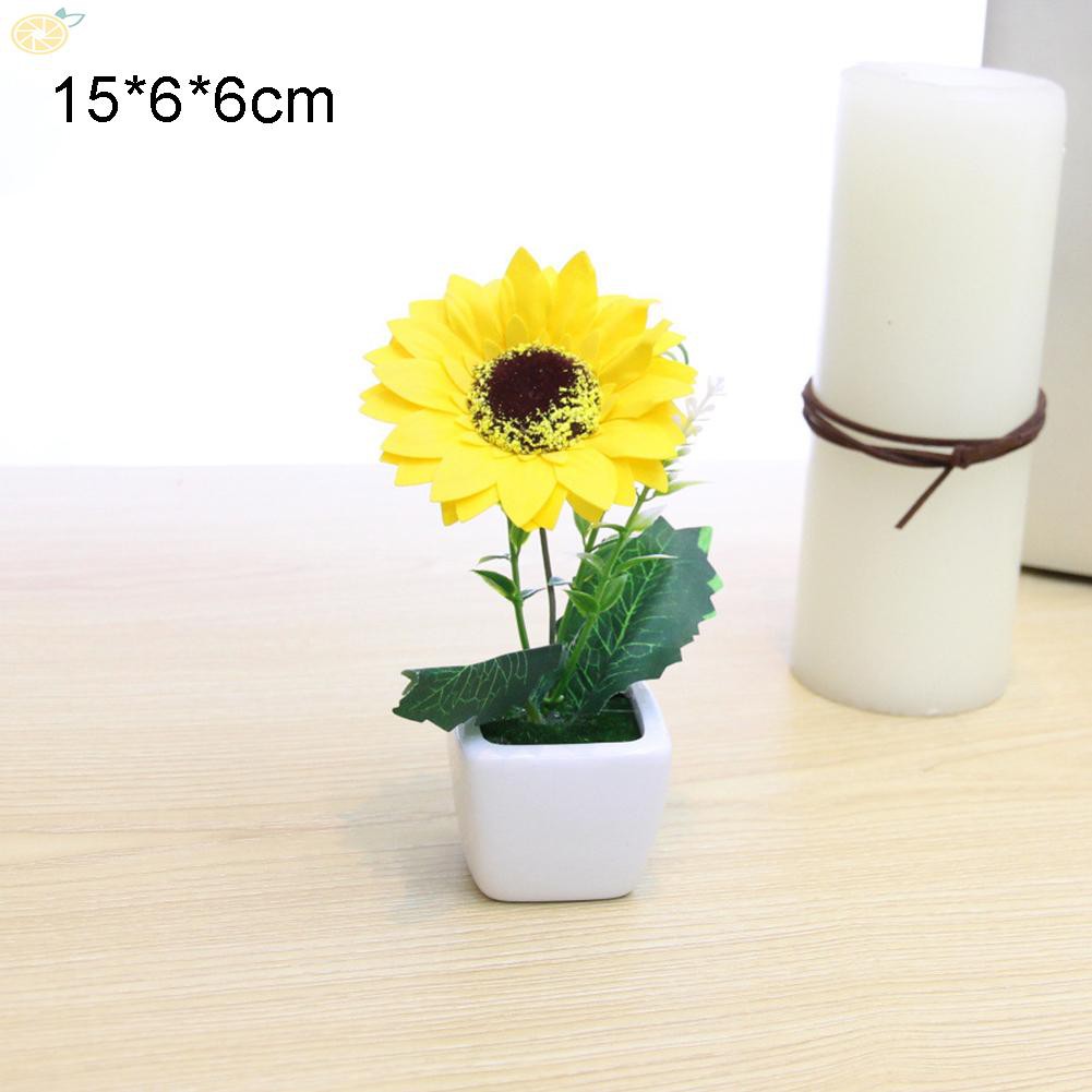 Chậu Hoa Hướng Dương Giả Bằng Gốm Trang Trí 15x6 X 6cm