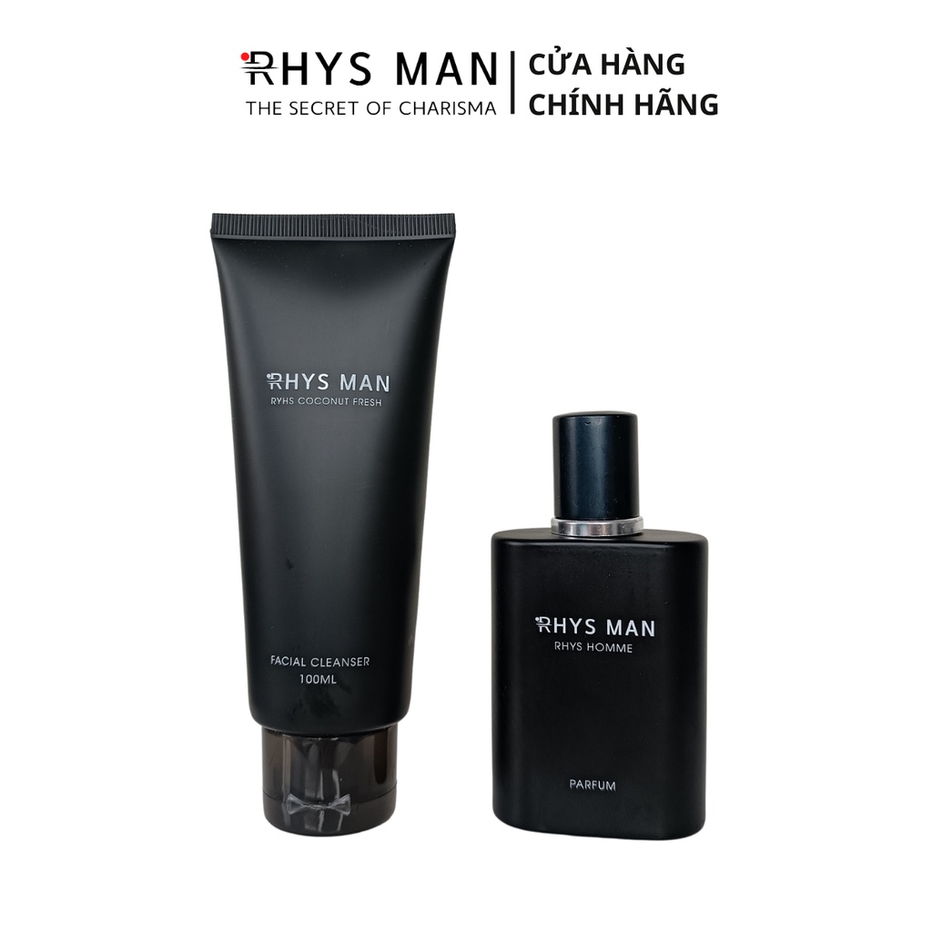 Combo Sữa rửa mặt ngừa mụn Rhys Coconut Fresh 100ml & Nước hoa nam Rhys Homme 50ml - Hàng chính hãng