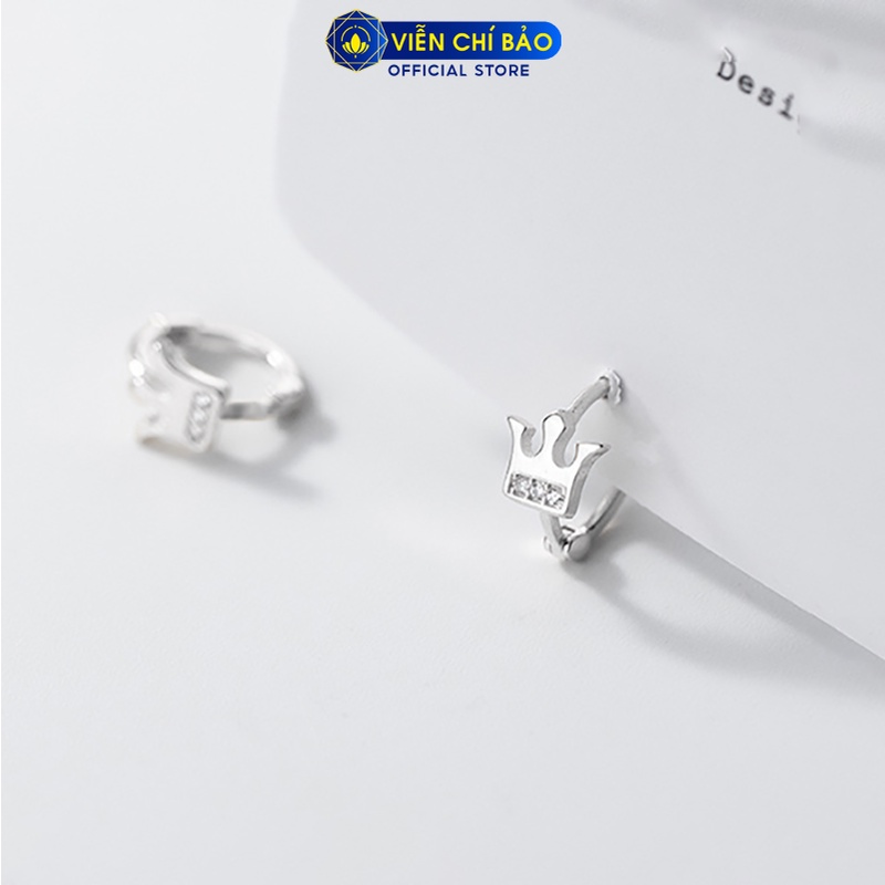 Bông tai bạc nữ hình vương miện kim cương chất liệu bạc 925 thời trang phụ kiện trang sức nữ Viễn Chí Bảo B400569