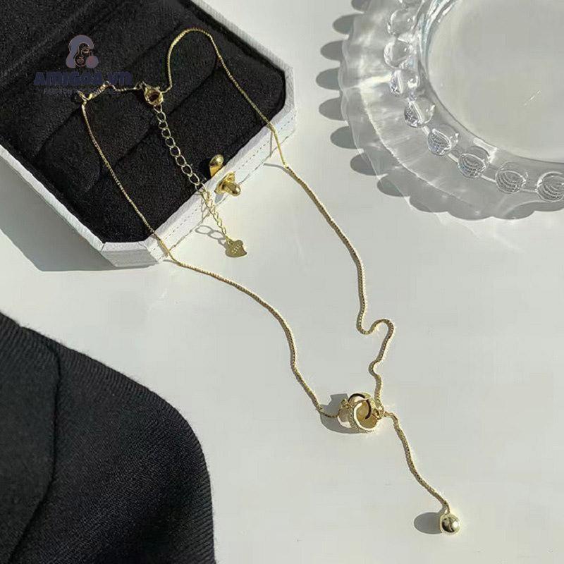 ✨✨Vòng cổ Hạt Tròn Mạ Bạc 925 Đính Đá Lấp Lánh Sang Trọng