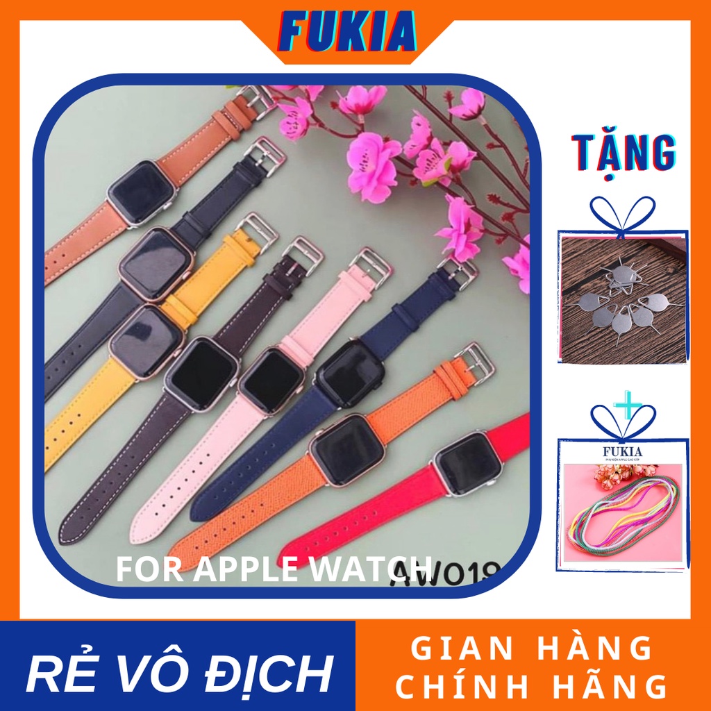 Dây da HMes swiff dành cho Apple Watch đồng hồ thông minh iWatch Series 1/2/3/4/5/6/7/SE size 38/40/41/42/44/45mm Fukia