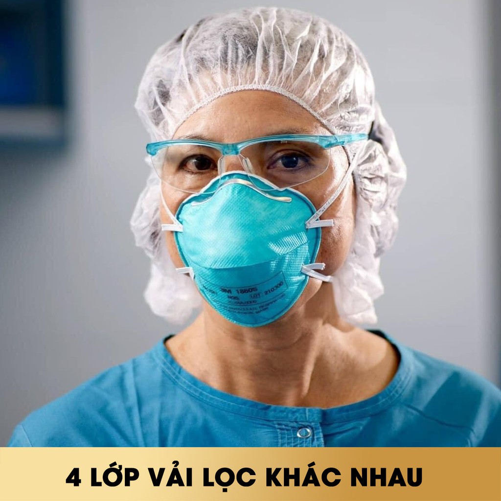 Khẩu trang 3M 1860 từ vải không dệt và bông lọc tĩnh điện lọc virut, vi khuẩn, nấm, vi sinh..MOSACO