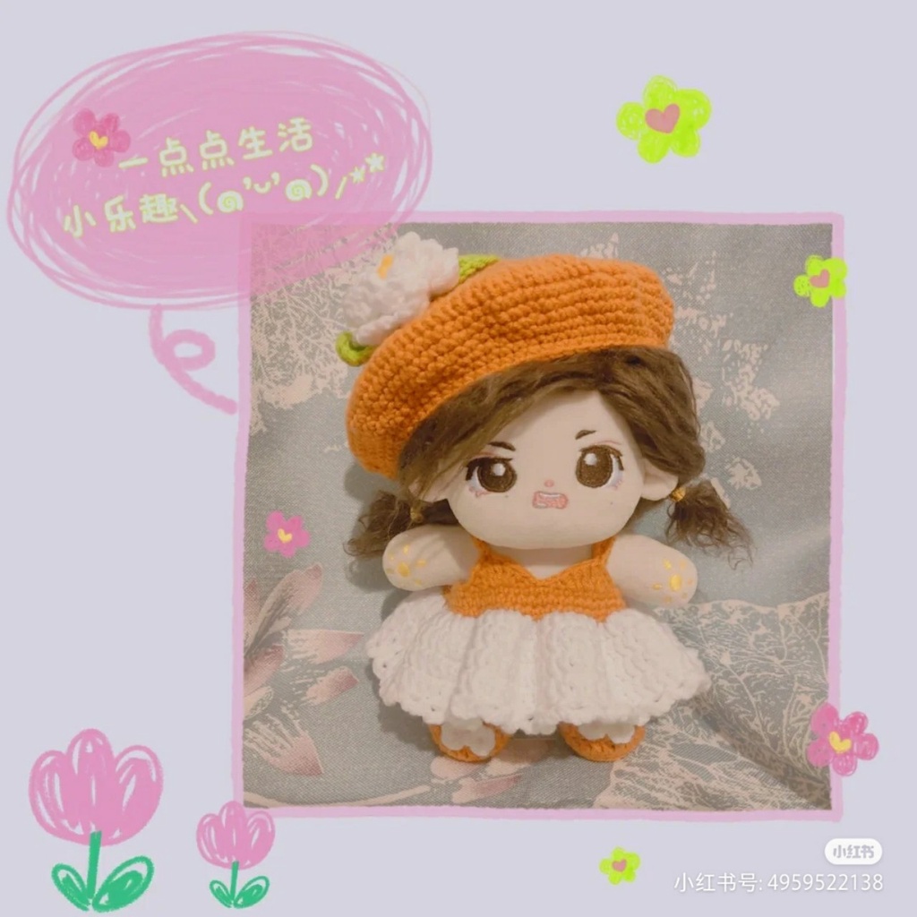 Outfit doll 10cm, 20cm- Cam quýt dành dành